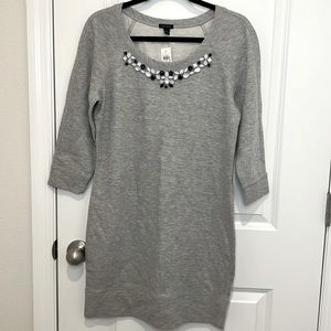 NWT Ann Taylor Bejeweled Gray Long Sleeve Sweater Dress size small